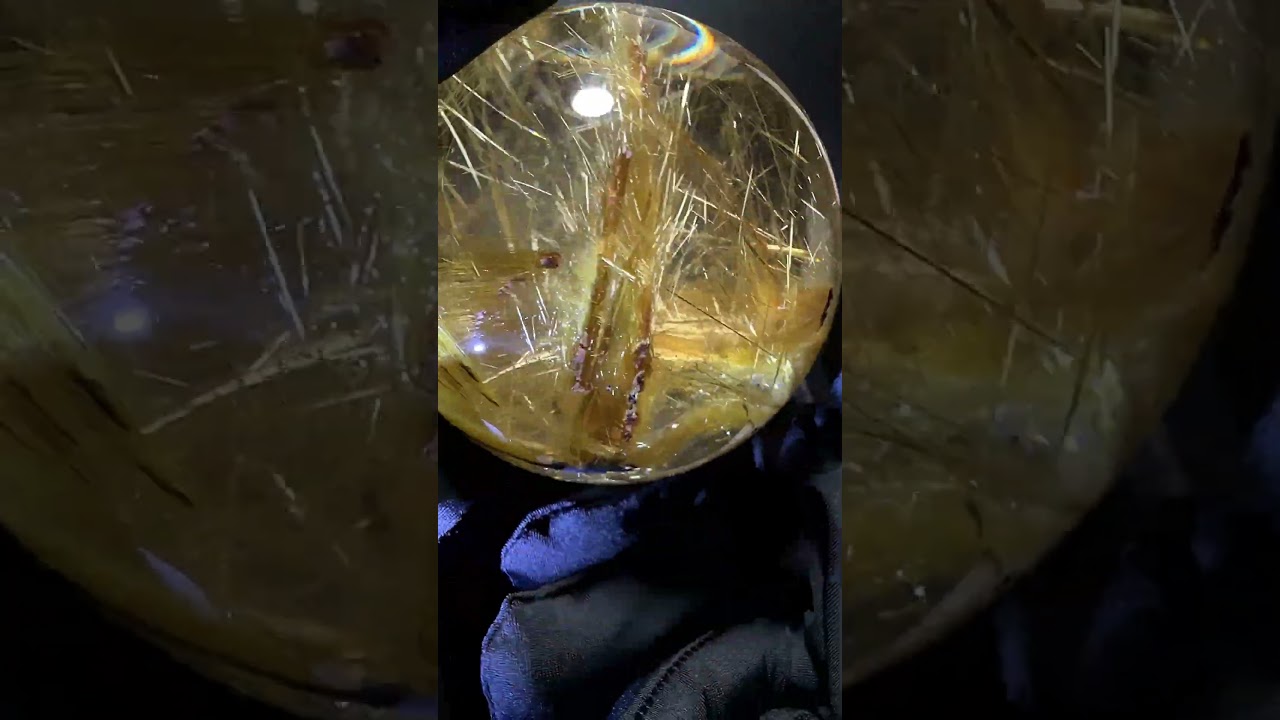 [希少大玉！トップクォリティ]ブラジル産タイチンルチルクォーツ丸玉/スフィア（球体球体直径82.8mm）★現品動画あり-slide-youtube