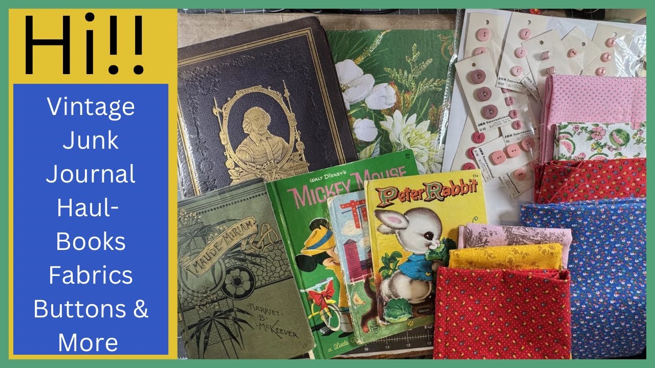 Vintage Junk Journal Haul | Books, Fabrics, Buttons & Treasures from Online Friends