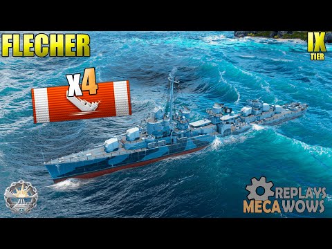 Fletcher 4 Kills new personal record | World of Warships Gameplay 4k