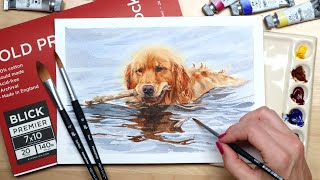 Master Soft and Hard EDGES in Watercolor - Swimming Dog Demo