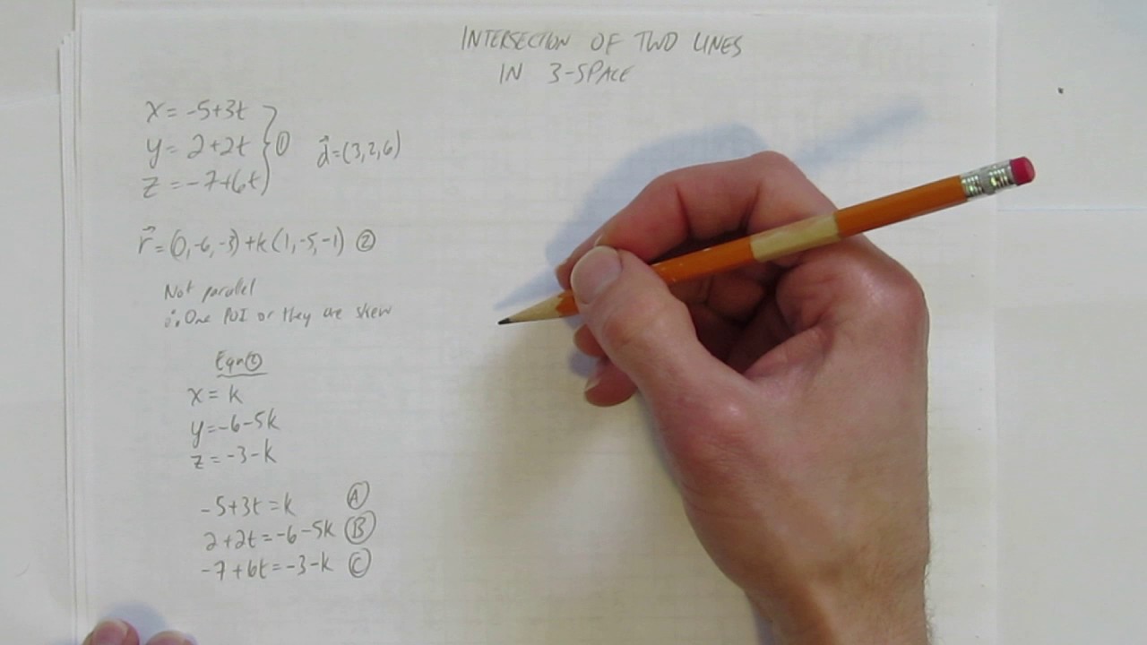 INTERSECTION OF TWO LINES IN 3 SPACE