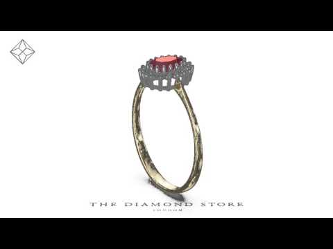 FET20-T - Ruby 6 x 4mm And Diamond 18K Gold Ring