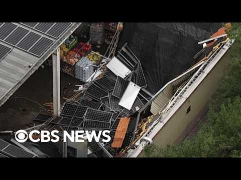 Video shows terrifying moment store roof crashed down as storm drenched New Jersey