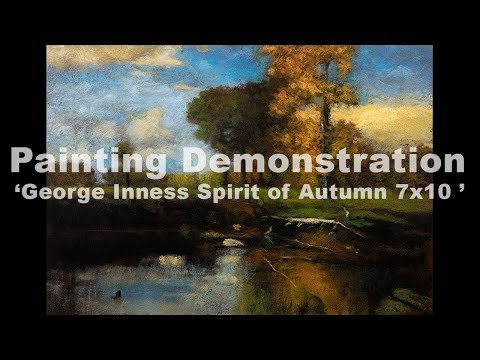 Study after: George Inness Spirit of Autumn 7x10 Tonalist Landscape Oil Painting