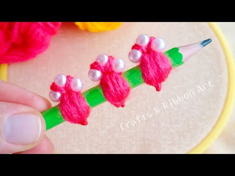 It's so Cute !! Unique Flower Craft Ideas with Wool - Hand Embroidery Amazing Trick - Sewing Hack