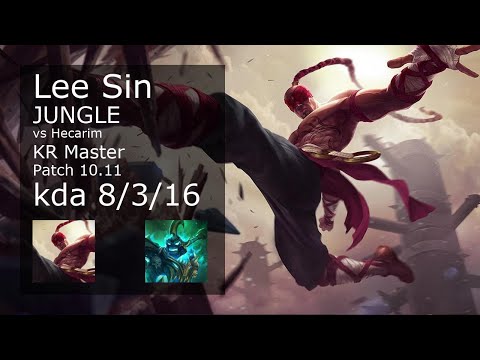 Lee Sin Jungle vs Hecarim - KR Master 8/3/16 Patch 10.11 Gameplay