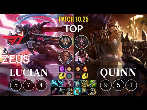 T1 Zeus Lucian vs Quinn Top - KR Patch 10.25
