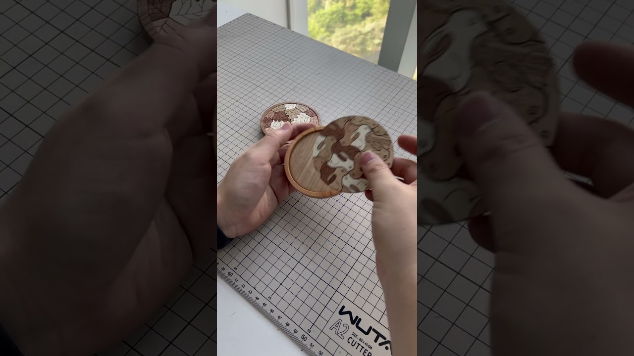 Wood Puzzle Coaster Make with xTool CO2 Laser Cutter P2