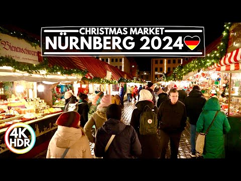 🇩🇪 Nürnberg 2024, Famous Christmas Market in Germany🎄Nuremberg Christmas Lights Walk in 4K HDR