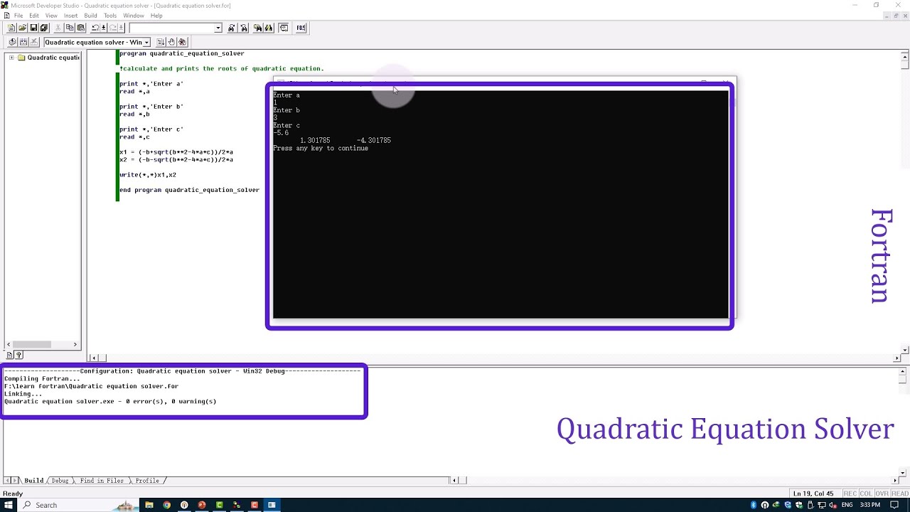 Fortran Program - Solve a Quadratic Equation