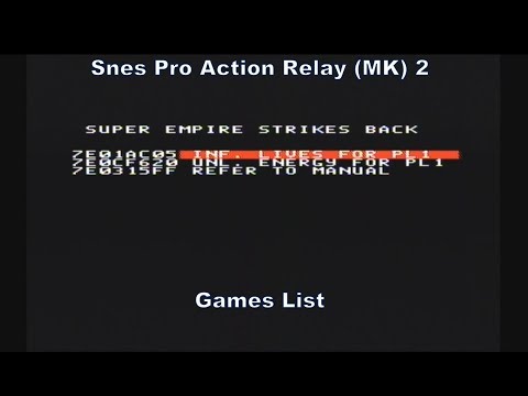 Pro Action Replay (MK) 2 (Cheat Cartridge) for Snes Games List