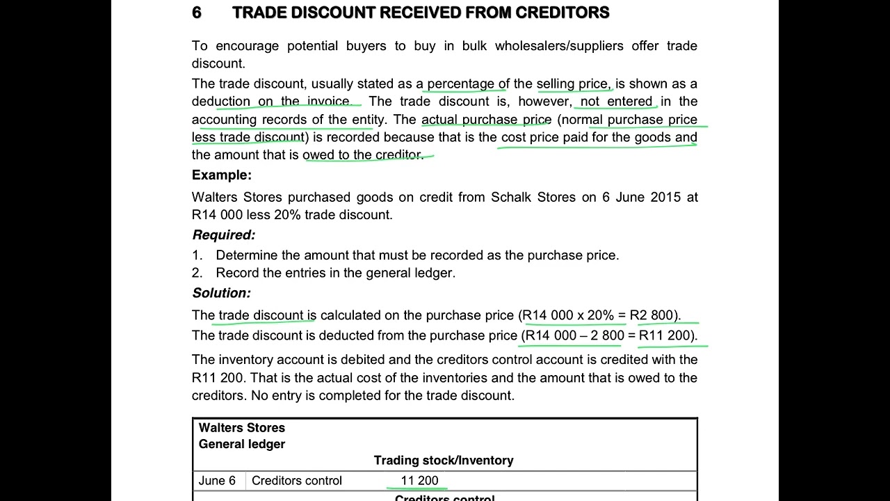 14. Theory of trade discount received