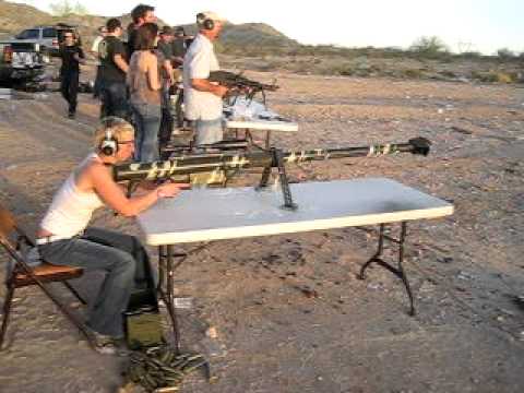 Jamie Horst shooting a 20mm rifle.