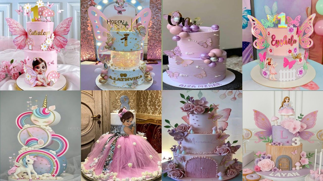 ✨🌈trendy girls 1st birthday cake decoration ideas/ babies birthday cakes design/ kids' birthday cake