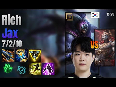 Rich Top Jax vs Zaahen lol KR solo rank Full Game 15.23 | 리치 잭스 vs 자헨