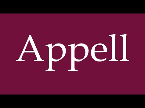 How to Pronounce ''Appell'' (Appeal) Correctly in German