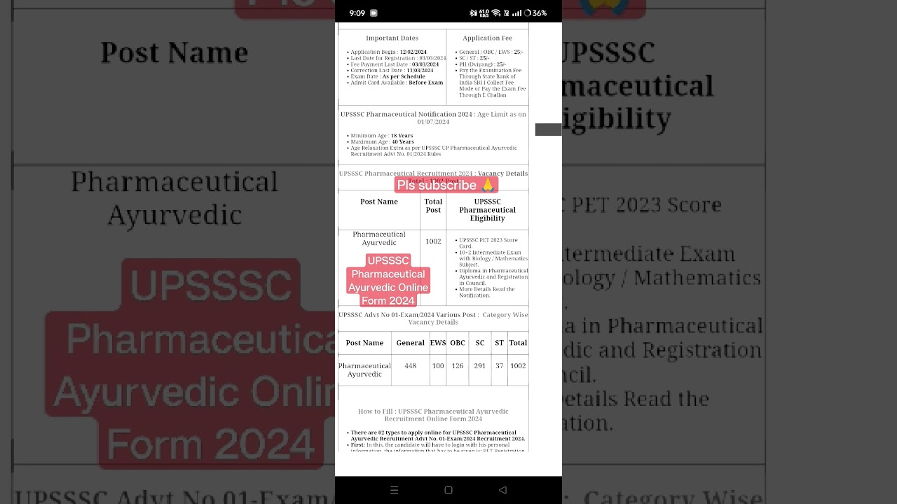 UPSSSC Pharmaceutical Ayurvedic Online Form 2024