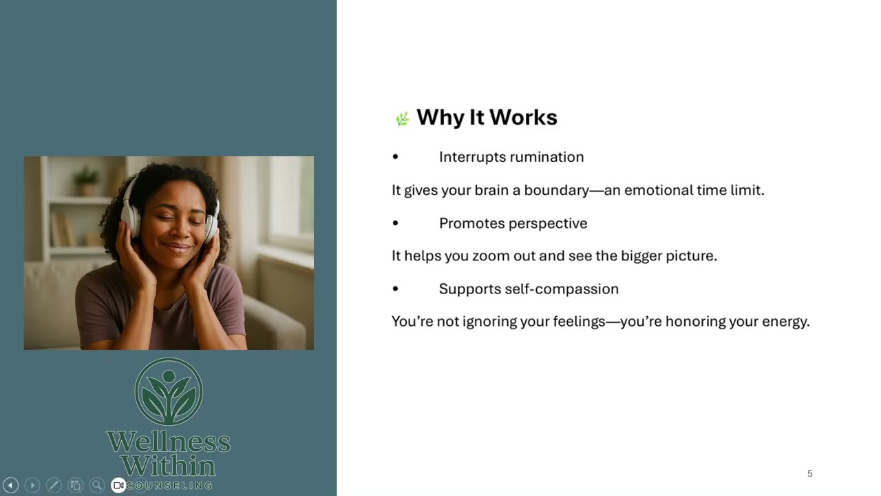 From Wellness Within Counseling: The 5-5-5 Rule