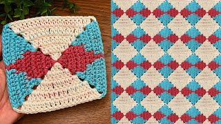Super easy crochet square pattern, Step by step guide for beginners 