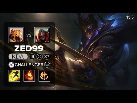ZED99 Zed vs Azir Mid - KR Challenger - Patch 13.3 Season 13