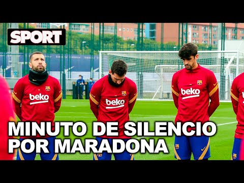 MINUTO DE SILENCIO EN EL ENTRENAMIENTO DEL FC BARCELONA por LA MUERTE DE MARADONA 🙏