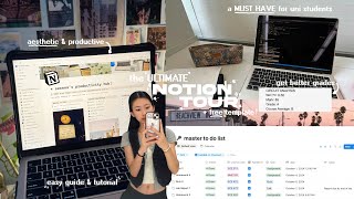 HOW TO *ACTUALLY* STAY ORGANIZED FOR UNI 🤍🖇️ Notion tour + template, aesthetic & productive guide