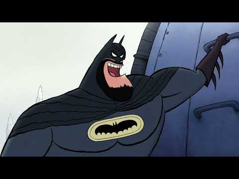 Merry Little Batman trailer shot of Damian and Batman racing through snowy Gotham