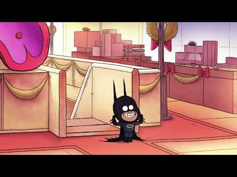 Merry Little Batman still of Damian facing Gotham’s villains at Christmas party