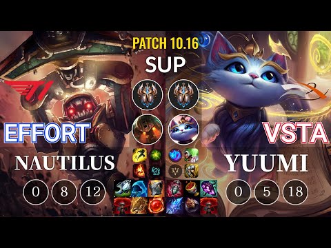 T1 Effort Nautilus vs HLE Vsta Yuumi Sup - KR Patch 10.16