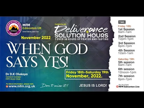 Deliverance and Solution Hour  Friday 18th November 2022  Session 1 @ 6am UK Time