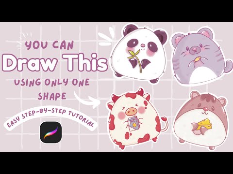One Simple Shape = 4 Kawaii Animals! Easy Procreate Tutorial ✨