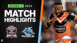 NRL 2024 | Wests Tigers v Sharks | Match Highlights