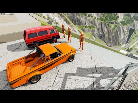 Insane Small Stairs Jumps Down With Crash Test Dummy - BeamNG.drive Down Stairs Jump On Small Stairs