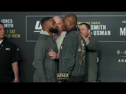 UFC 235: Tyron Woodley vs. Kamaru Usman Media Day Staredown - MMA Fighting