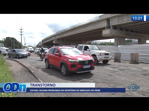 Chuvas causam problemas na rotatória do Mercado do Peixe 09 03 2022