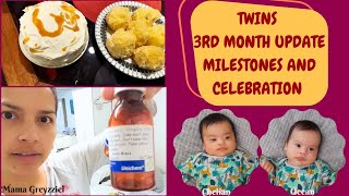 Baby TWINS 3rd month MILESTONES and celebration | 3 months na ang KAMBAL