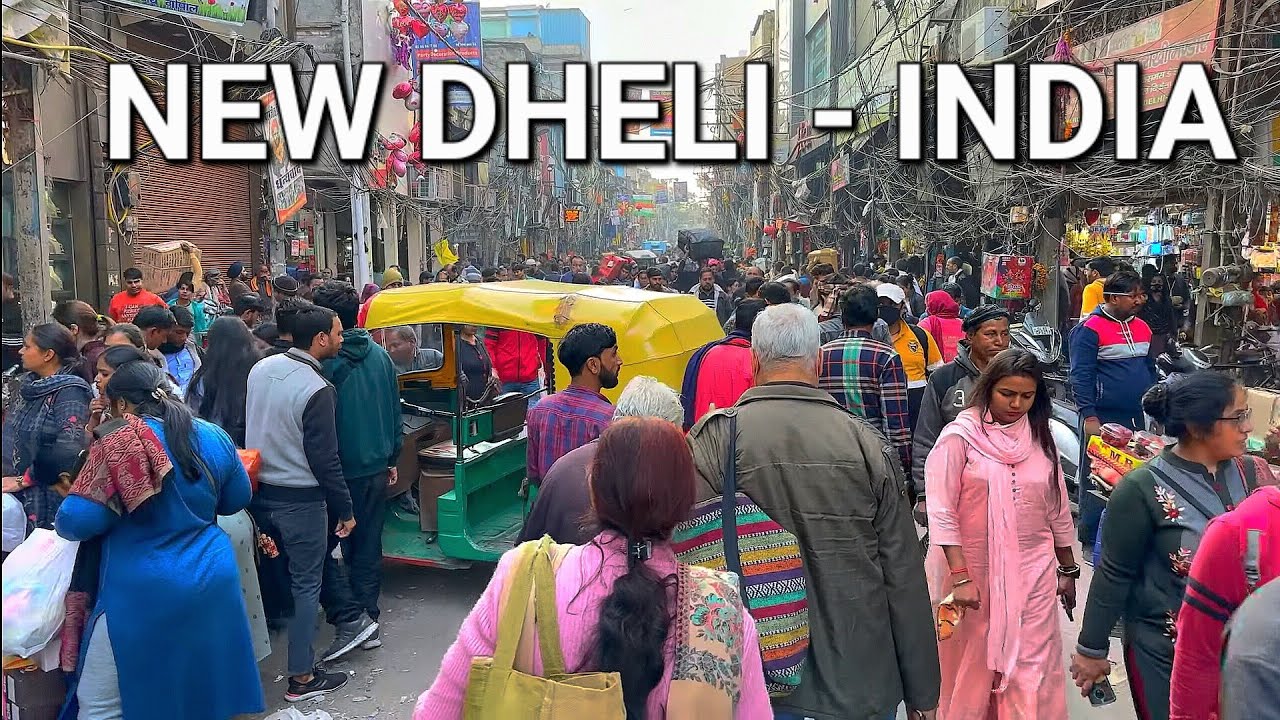 Immersive street-level walking tour through New Delhi (Busy Streets), India, showcasing authentic urban landscapes, local architecture, and the vibrant atmosphere of the city's neighborhoods