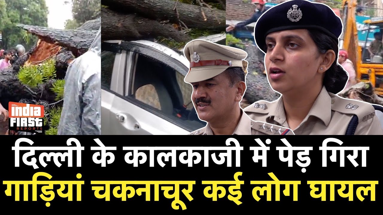 कालकाजी में बारिश के बाद पेड़ गिरा, कई घायल, दिल्ली पुलिस ने बचाई जान