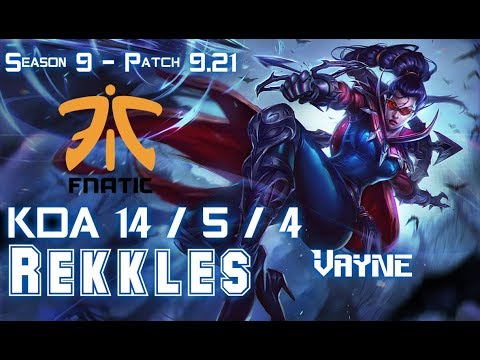 FNC Rekkles VAYNE vs TRISTANA ADC - Patch 9.21 EUW Ranked