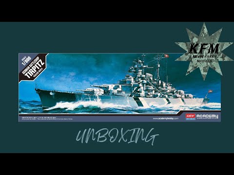 ACADEMY GERMAN BATTLESHIP TIRPITZ 1/800 UNBOXING