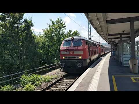 BR 218 Doppeltraktion mit ÖBB Eurocity Richtung Innsbruck in Stuttgart HBF schöner Diesel Sound.