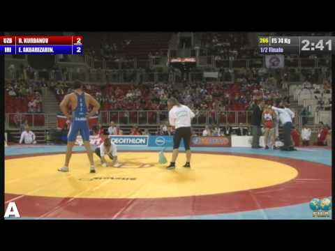 Ezzatollah Akbari (IRI) vs Rashid Kurbanov (UZB) 74kg 1/2 final - 2013 World Wrestling Championships