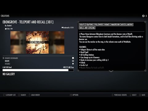 Ebongrove a Player Home for Skyrim Modded on Xbox