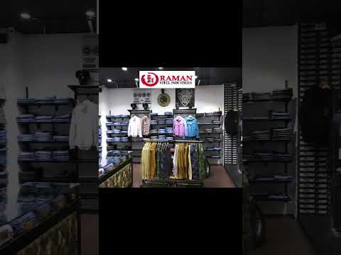 White mild steel wall mounted garment display rack ms