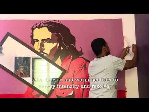 Che in Reds,blacks & warm yellows.