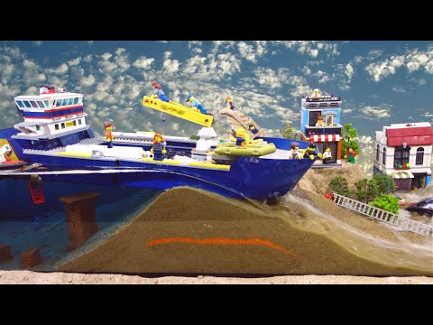 LEGO Ships Break Through Dams - Flood And Tsunami Dam Breach Experiments - Sinking LEGO Ships