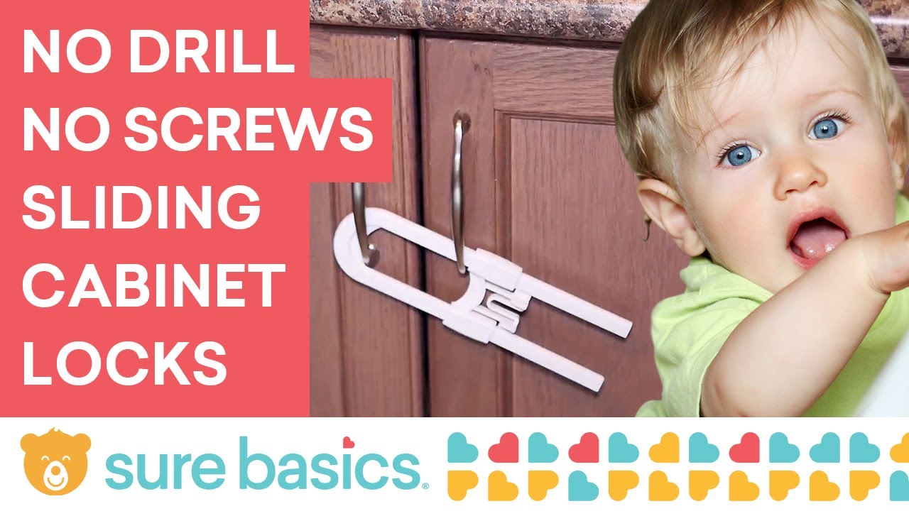Sure Basics Baby Proofing Sliding Cabinet Locks - No tools or drilling required