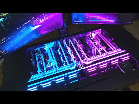 My DREAM $25000USD Editing & Gaming DUAL PC Desk Setup! - LIAN LI DK-05F