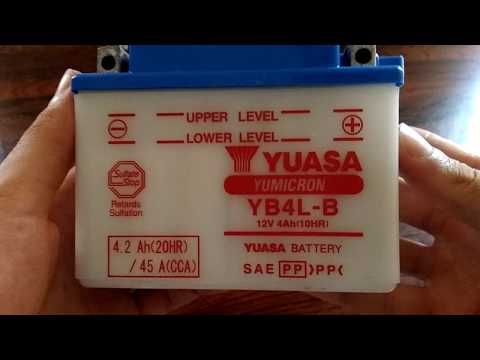 yuasa battery YB4L-B unboxing