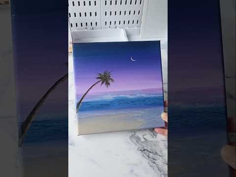Purple sky seascape painting on canvas / acrylic painting ideas for beginners ✨️ 💜
